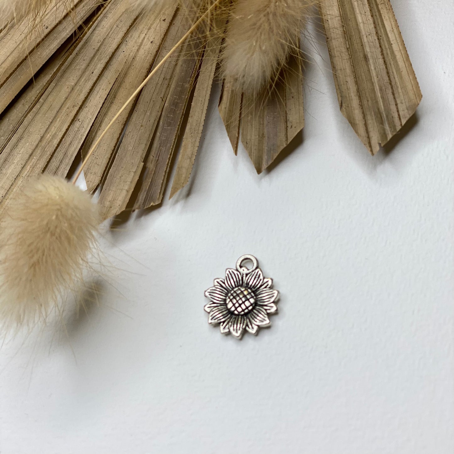 Silver Sunflower Collar Charm