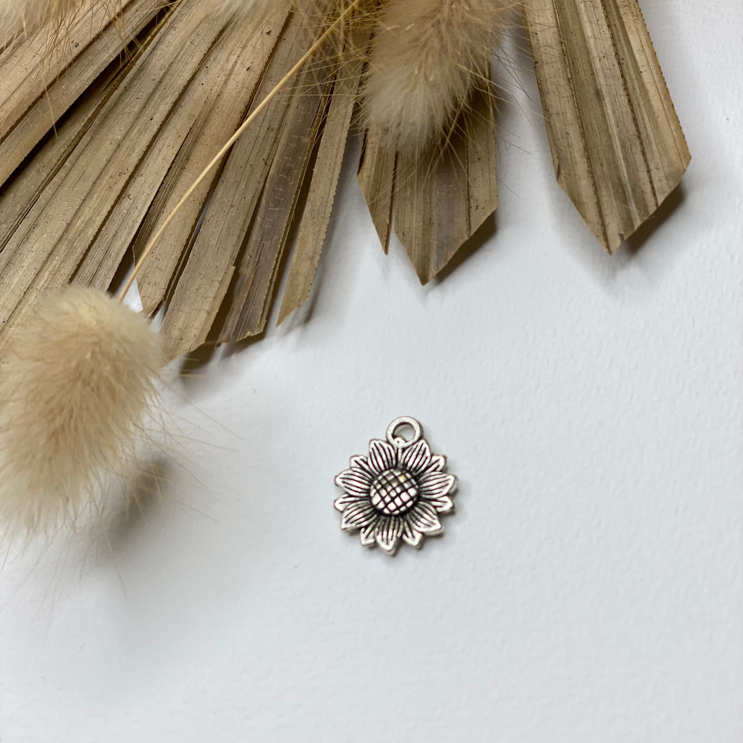 Silver Sunflower Collar Charm